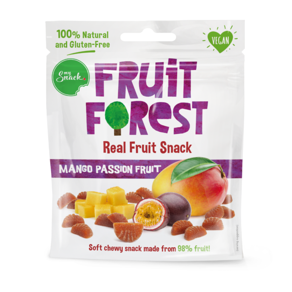 MySnack Naturaalne Mango- ja Passionimaius 30g - Fruit Forest Real Fruit Snack Mango Passion Fruit (package front)