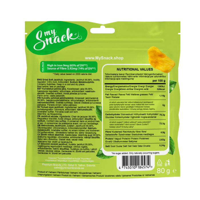 Jackfruit snack pack back