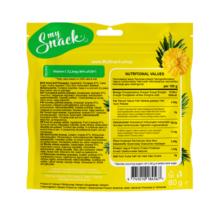 Pineapple snack pack back