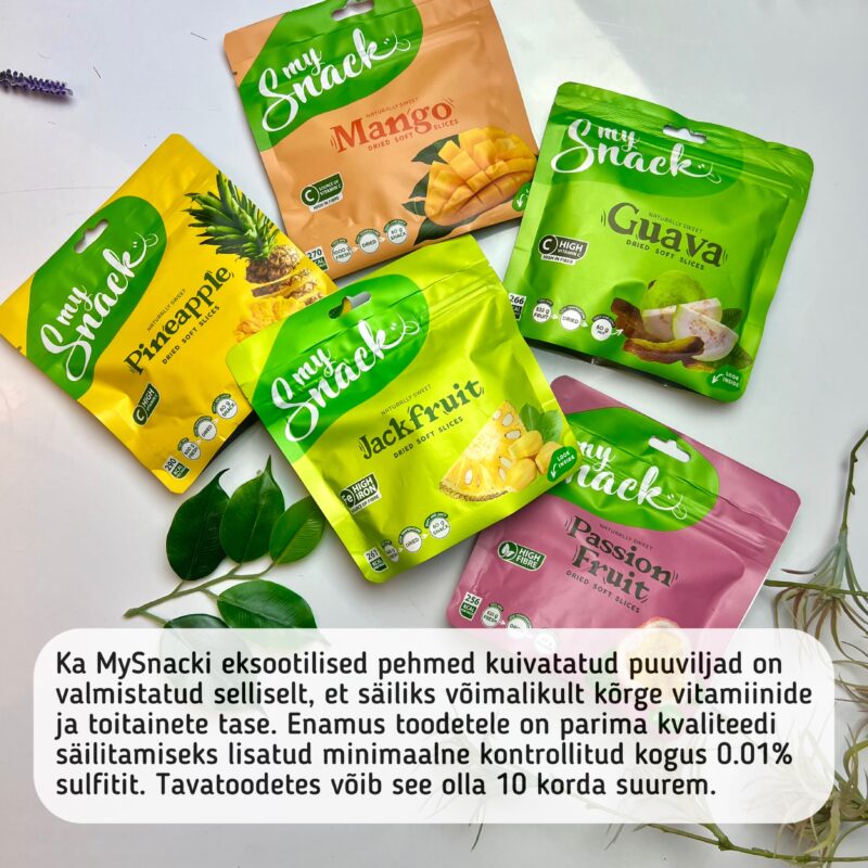 Fuudish kiidab pehme kuivatatud puuvilju snack packe, vitamiinide sisaldus ja vähene sulfitite kogus. 